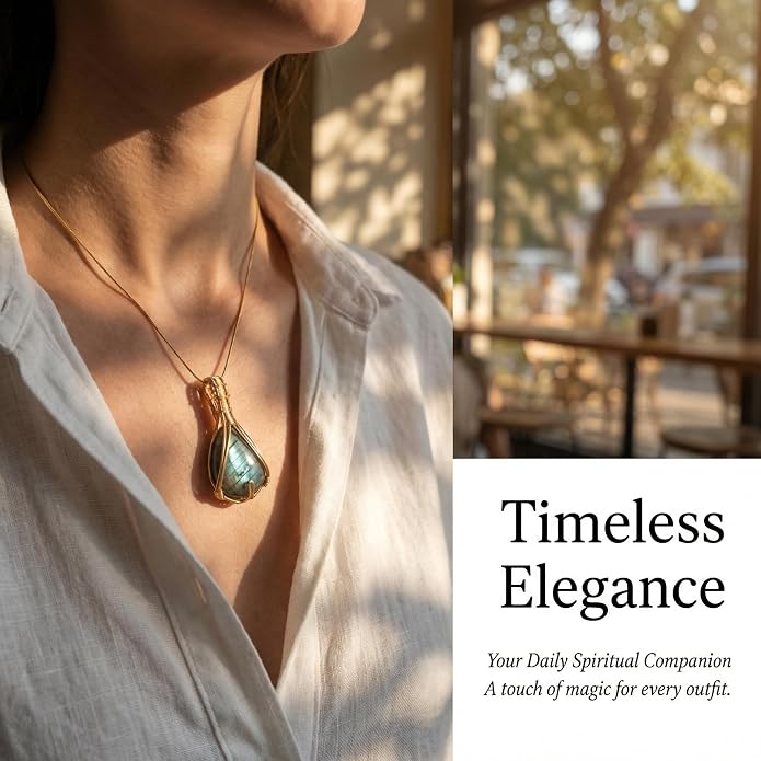 Natural Faceted Labradorite Pendant Necklace – Unique Stone of Magic & Transformation, Iridescent Flash Gemstone Jewelry, Handmade Healing Crystal Gift for Women, Birthday, Anniversary, Spiritual Awakening & Intuition