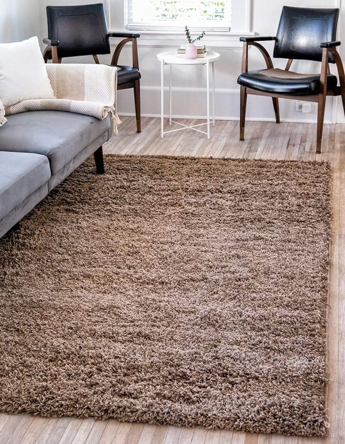 Unique Loom Solid Shag Collection Area Rug (3' 1" x 5' 3" Rectangle, Sandy Brown)