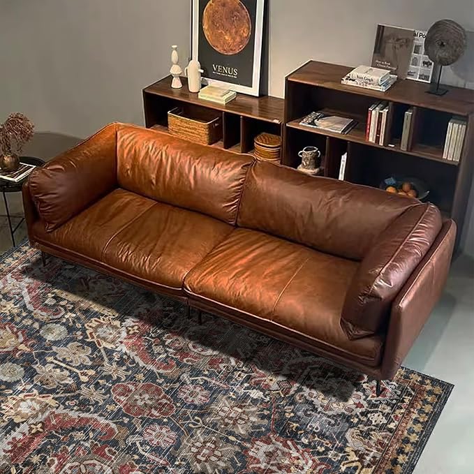 RUGSURE Washable Area Rugs - Perfect for Living Room, Bedroom, Kids Room, Nursery - Stain & Water Resistant Non-Slip, Pet & Child Friendly, Vintage Tribal Area Rugs (Rust, 8' x 10')
