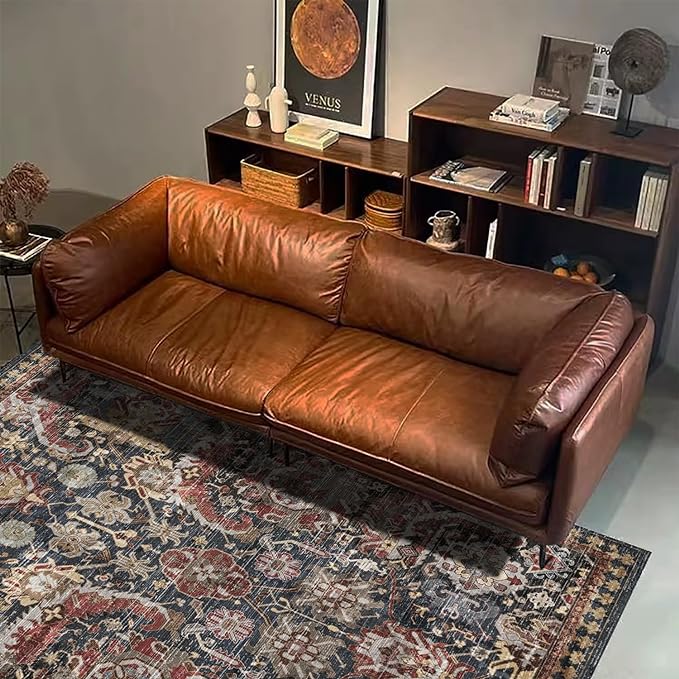 RUGSURE Washable Area Rugs - Perfect for Living Room, Bedroom, Kids Room, Nursery - Stain & Water Resistant Non-Slip, Pet & Child Friendly, Vintage Tribal Area Rugs (Rust, 9' x 12')