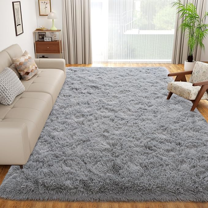 Dssimo Area Rug for Living Room 4x6 Grey Rugs for Bedroom, | Soft Fluffy Shag Non-Slip Carpet for Kids,Girls Boys and Teens Decorations Aesthetic for Dorm Nursery Classroom