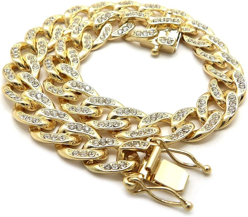 Fashion 21 Women's Stone Filled 10mm, 12mm Various Length Box Lock Cuban Chain Anklet