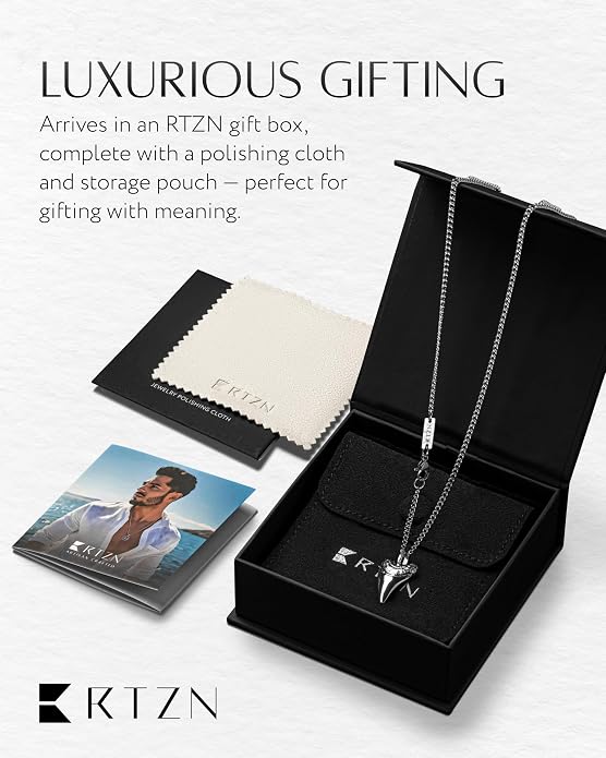 RTZN® Pendant Necklace for Men – Premium Stainless Steel Silver Pendant Necklace with 22" Chain – Waterproof & Non-Tarnish Small Pendants for Men – Bold Symbols of Strength & Legacy