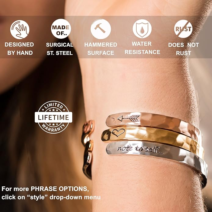 Carviell Bracelet - Gifts for Women – Inspirational, Friendship, Love, Mom, Daughter, Sister, Christian, Graduation, Memorial & Wedding Gifts – 100+ Phrases – Stainless Steel, Gift-Ready