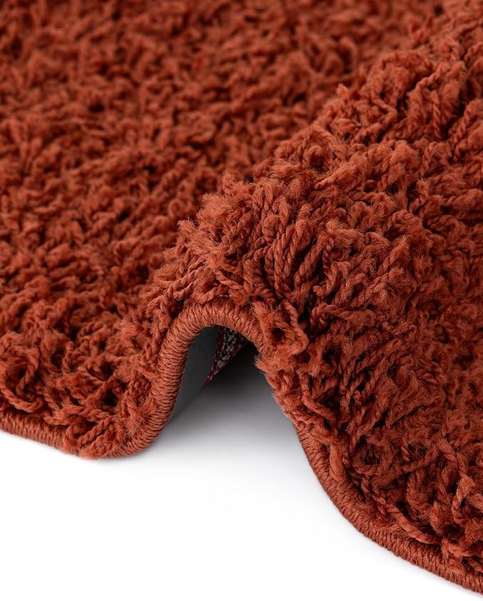 Unique Loom Solid Shag Collection Area Rug (3' 1" x 5' 3" Oval, Terracotta)