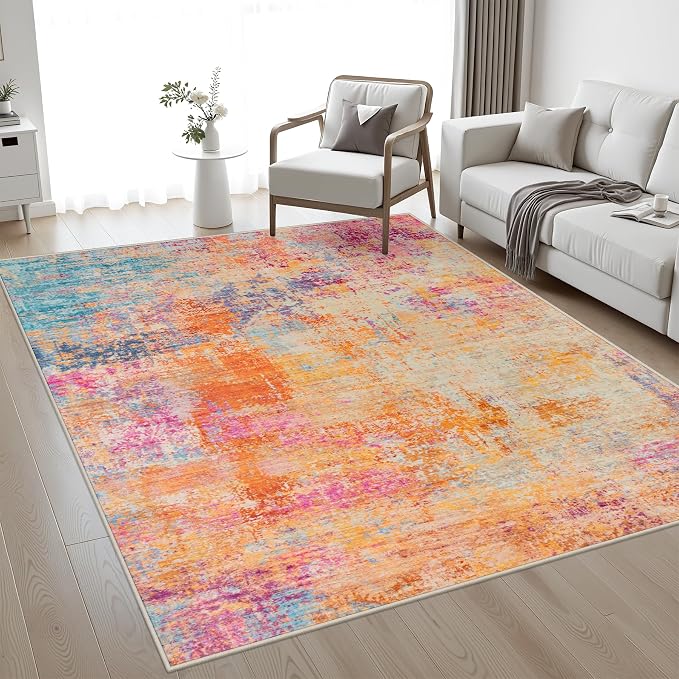 5x8 Area Rug Living Room Rug: Washable Modern Abstract Soft Thin Rug Indoor Floor No Slip Carpet for Bedroom Dining Room Farmhouse Nursery Home Office - Galaxy Haze
