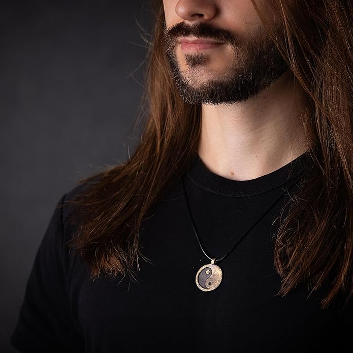 Yin Yang Necklace For Men Ancient Looking High Quality Pendant Jewelry - Yin Yang Gifts - Viking Jewelry for Men