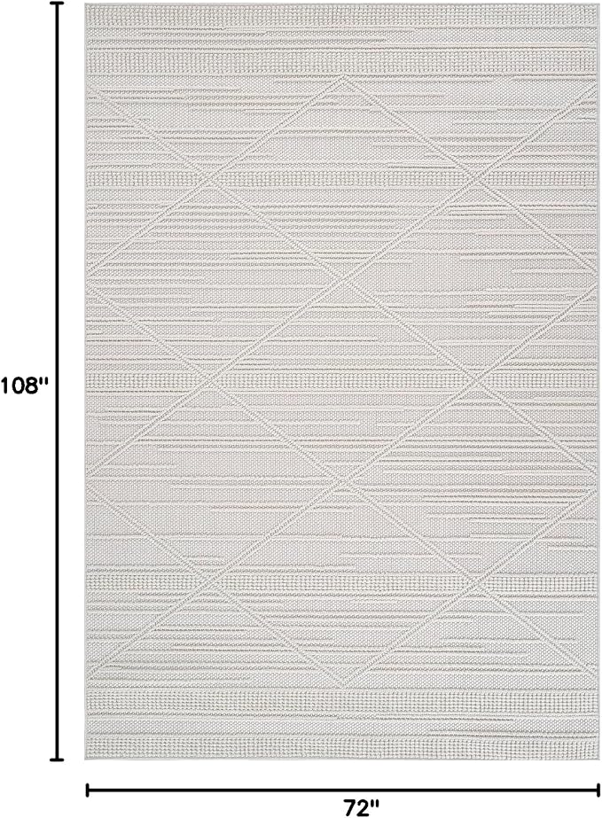 CAMILSON Micro Loop Rug 6x9 Modern Luxury Geometric Pattern Area Rugs Soft High and Low Pile Stain Resistant Easy-Cleaning Non-Shedding for Living Room Office Indoor Carpet (6 x 9 / White)
