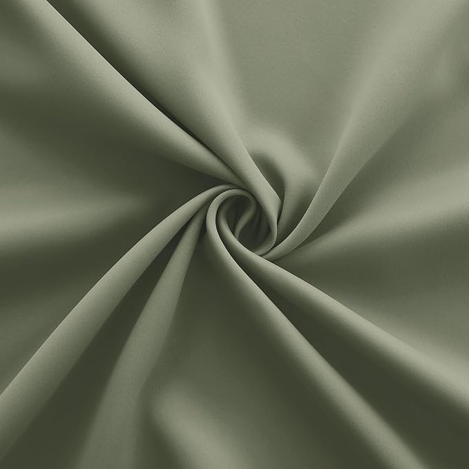 KOUFALL Short Curtains for Kitchen Window Over Sink,Blackout Thermal Cafe Curtain Dark Sage Green 45 Inch Length 2 Panels Set