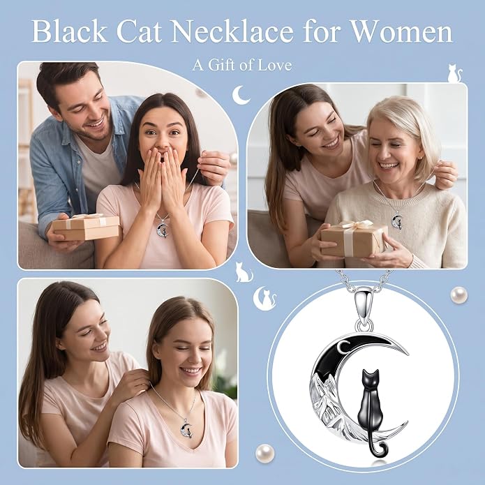 Tree of Life/Cat/Horse/Turtle/Sun/Cow Pendant Crescent Moon Necklace Anniversary Graduation Birthday for Grandma Women Wife Daughter(with Gift Box)