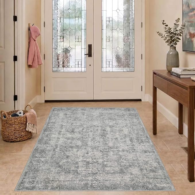 Rugxara 3x5 Rug for Entryway Bedroom Washable Area Rugs Carpet, Grey