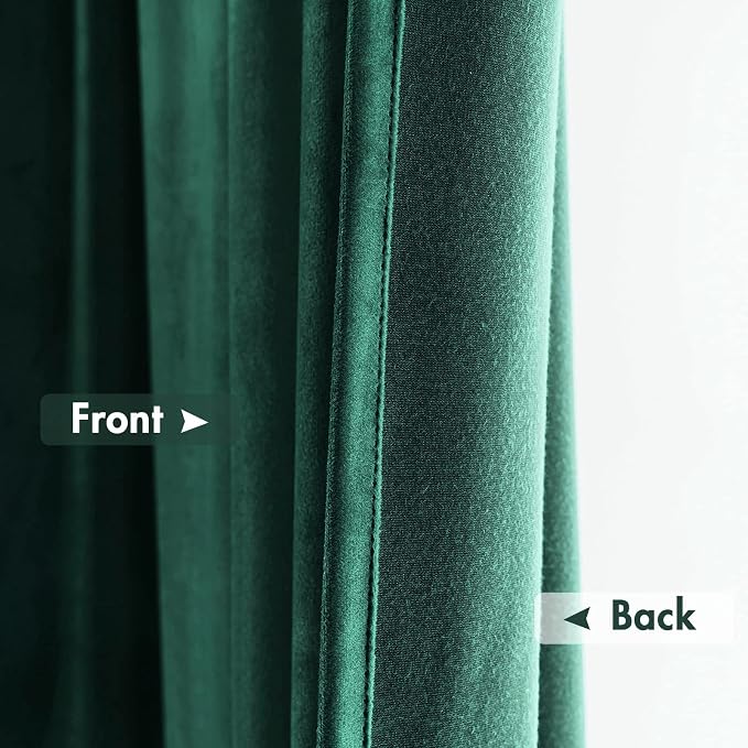 MIULEE Dark Green Blackout Velvet Curtains Drapes 108 Inch Long 52"x108" | Luxurious Bedroom Living Room Decor, Room Darkening, Thermal Insulated, Rod Pocket Design, Super Soft Fabric, Extra Long