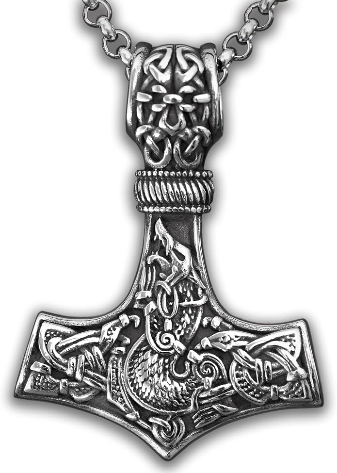Baldur Jewelry - Thors Hammer Necklace Pendant Mjölnir - Viking Norse Thor Hammer Pendant Viking Jewelry - Thor Necklace - Thor Gifts for Men - Viking Necklace for Men
