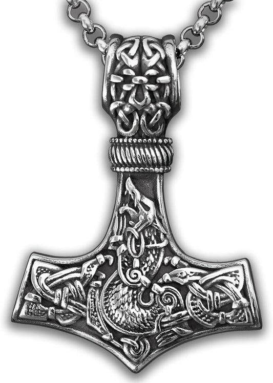 Baldur Jewelry - Thors Hammer Necklace Pendant Mjölnir - Viking Norse Thor Hammer Pendant Viking Jewelry - Thor Necklace - Thor Gifts for Men - Viking Necklace for Men
