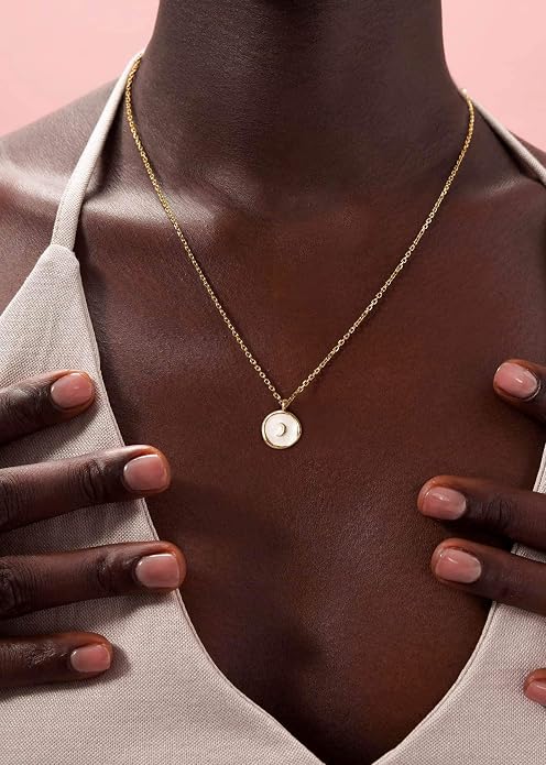 S.Leaf 18K Gold Plated Cubic Zirconia Choker Necklace for Women 925 Sterling Silver Layered Coin Moon Star Heart Circle Crystal Lariat Pendant Necklaces Gifts for Women Trendy