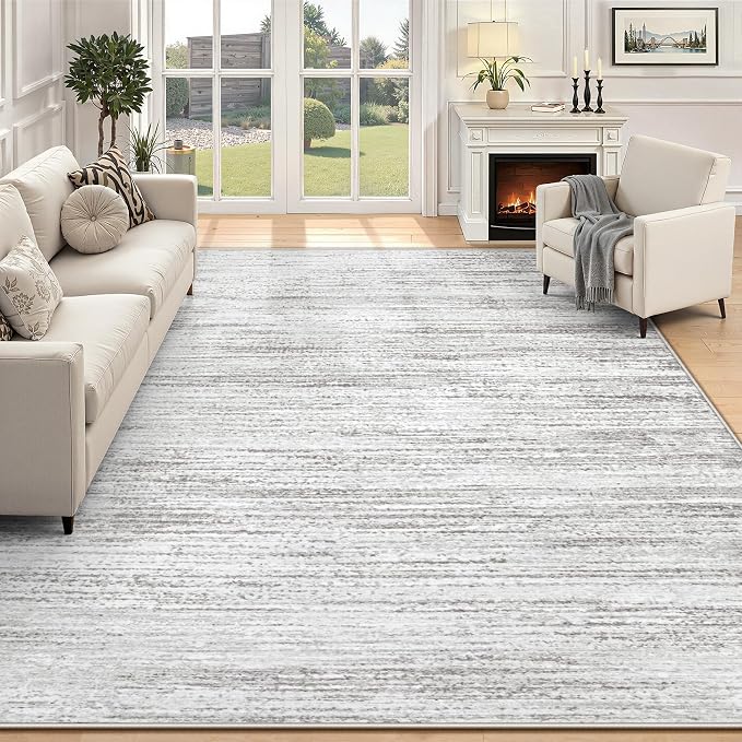 Area Rug 5x7 Living Room Rugs: Washable Modern Rug Non-Slip Soft Rugs Stain Resistant Printed Rug Indoor Carpet for Bedroom Kitchen Dining Room Nursery Home(Grey, 5'x7')