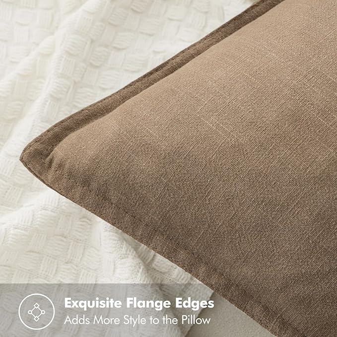 MIULEE Decorative Linen Pillow Covers 20x20 Inch Khaki | Boho Farmhouse Fall Autumn Couch Throw Pillows for Bed, Pack of 2 Accent Modern Pillowcases, Sofa Livingroom Home Decor