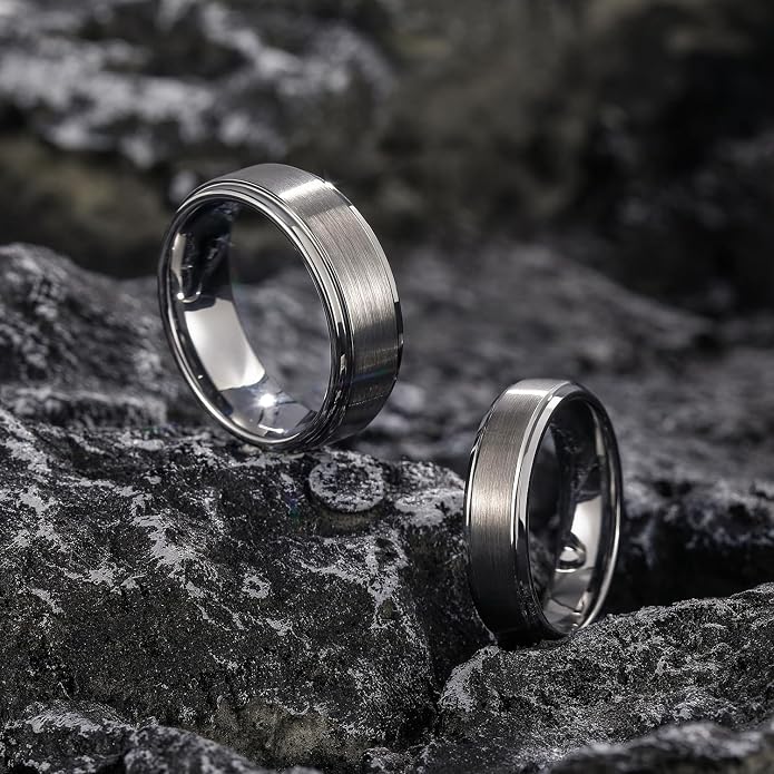 Greenpod 6mm 8mm Black Tungsten Rings for Men Women Brushed Wedding Bands Ring Matte Finished Comfort Fit Size 4-15
