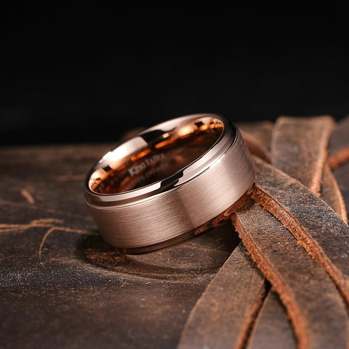 King Will Classic Tungsten Wedding Band for Men, 6/7/8/9/10mm Widths, Polished Finish Step Edge Matte Rings Comfort Fit