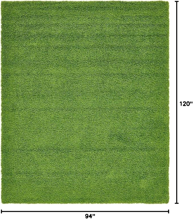 Unique Loom Solid Shag Collection Area Rug (7' 10" x 10' Rectangle, Grass Green)