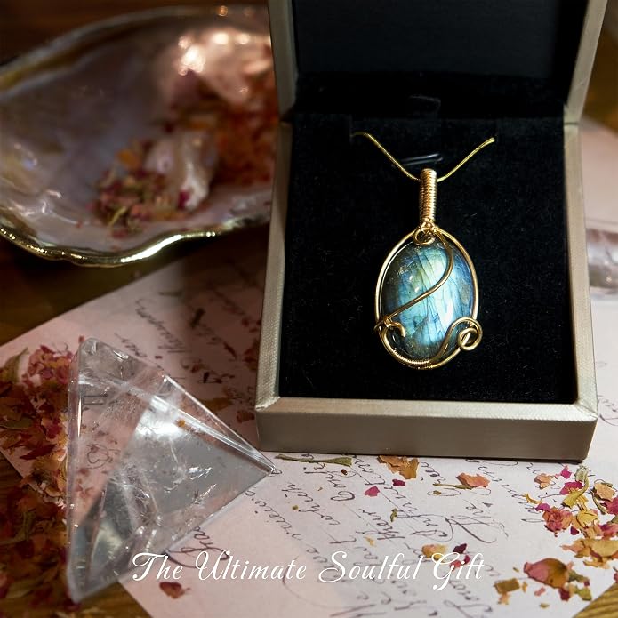 Natural Faceted Labradorite Pendant Necklace – Unique Stone of Magic & Transformation, Iridescent Flash Gemstone Jewelry, Handmade Healing Crystal Gift for Women, Birthday, Anniversary, Spiritual Awakening & Intuition