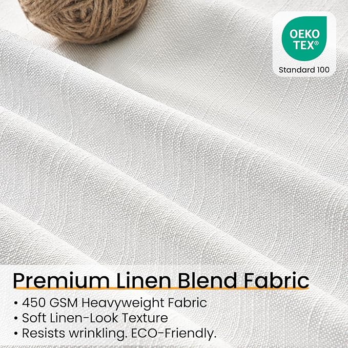 Topfinel Natural Back Tab 72 Inch Blackout Curtains for Bedroom, Rustic Linen Blend Viral Blackout Window Drapes with White Liner Cottagecore Living Room Home Office Curtain 52" W*72" L