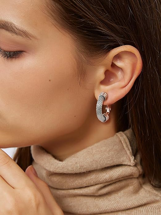PROSTEEL 30/40/60/80/100mm Chunky Hoop Earrings For Women Gold Plated/Black Stainless Steel Hoops Earrings Statement Jewelry