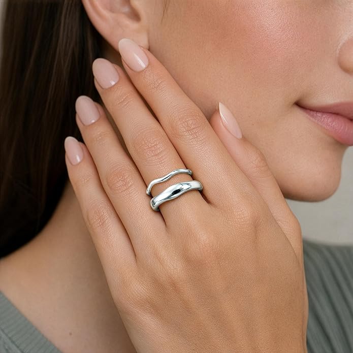 Gold Rings for Women Men Non Tarnish, Waterproof Chunky 14K Gold Plated Dainty Stackable Rings Trendy Statement Pinky Thumb Rings Engagement Eternity Wedding Band Ring Stacking Gold Jewelry Size 3 4 5 6 7 8 9 10 11