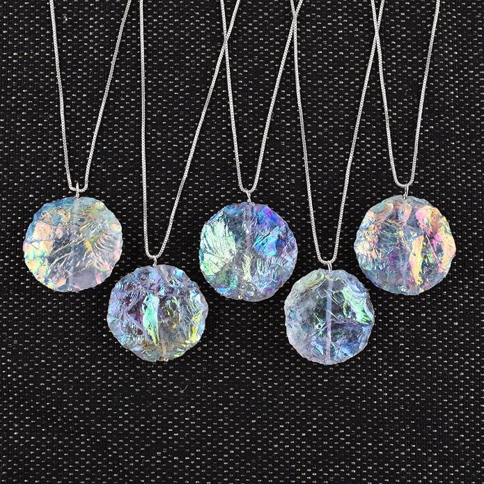 YANARA Angel Aura Quartz Necklace for Women – Raw Rough Crystal Statement Pendant, Silver Plated, 16” + 2” Extender Chain, Handmade Minimalist Dainty Jewelry Gift For Mother's Day, Western Jewelry