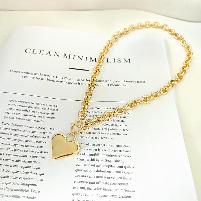 HERIER Cute Heart Necklace Dainty 18k Gold Plated Tiny Heart Pendant Choker Necklaces Small Gold Love Open Heart Chain Necklace for Women Simple Gold Necklace for Women Trendy Jewelry
