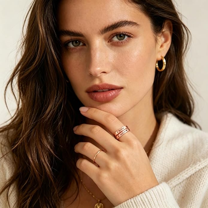 I Fcking Love You Ring, Stainless Steel Engraved Inspirational Words Heart Open Adults Women Vintage Promise Rings Lover Wife Jewelry