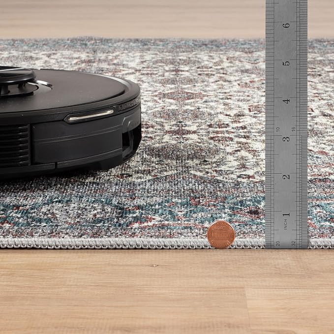 Bloom Rugs Washable Non-Slip 3' x 5' Rug - Teal/Blue/Beige Traditional Oriental Area Rug for Living Room, Bedroom, Dining Room, and Kitchen - Exact Size: 3' x 5'