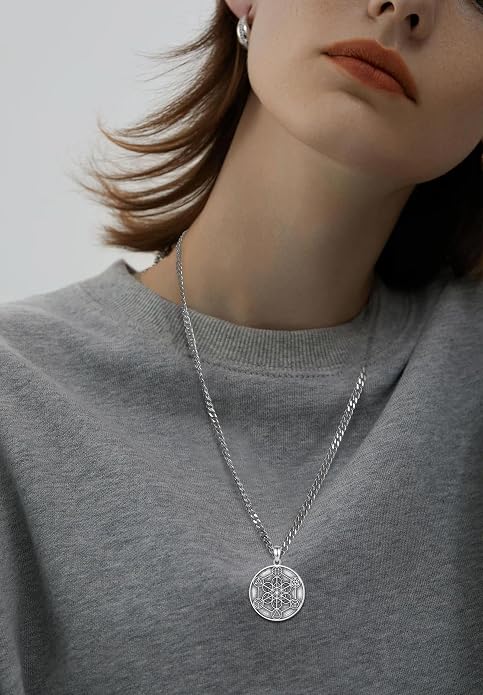 AEONSLOVE Tetragrammaton De Plata 925 Sterling Silver Tetragrammaton Necklace/Metatron Cube Pendant Amuleto De Proteccion Gifts for Women Men