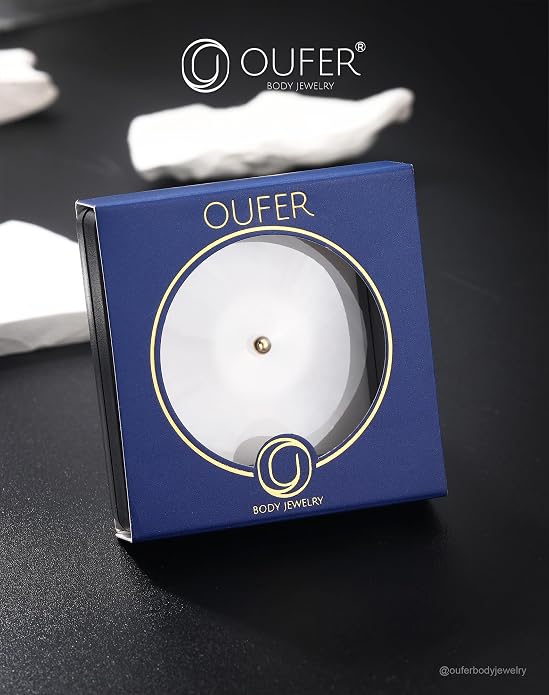 OUFER 14K Solid Gold Clea CZ Replacement Ball Externally Threaded for Belly Button Rings