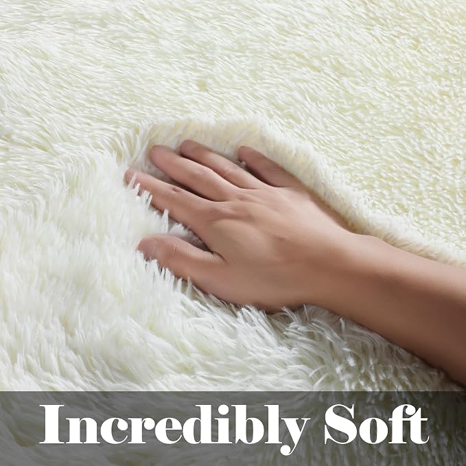 ONASAR Cream White 8x10 Area Rugs for Living Room, Large Fluffy Shag Bedroom Rug, Ivory Soft Plush Thick Shaggy Big Floor Carpet for Kids Boy and Girls Teen Dorm Nursery Indoor Home Decor