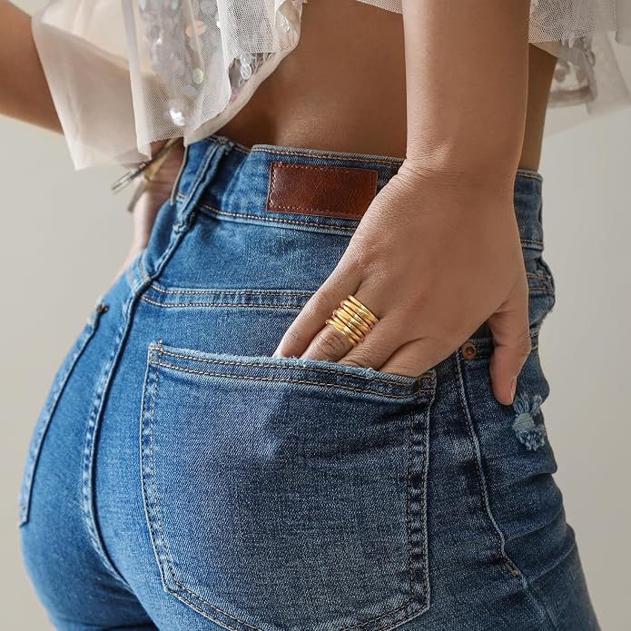 VNOX Gold Rings for Women 丨 14k Gold Plated Stainless Steel Chunky Statement Rings Twisted Braided Ring Stackable Rings Chunky Signet Ring for Womens Jewelry Trendy
