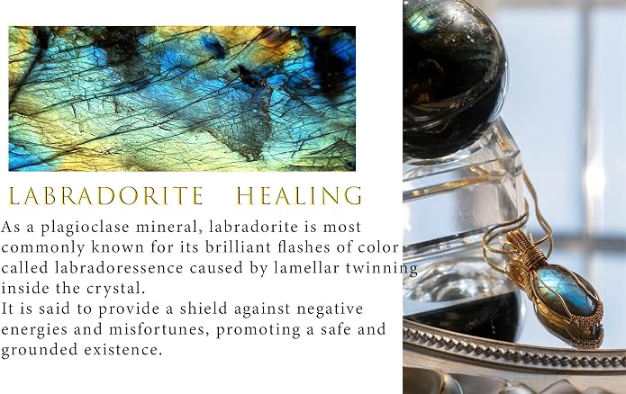 Natural Faceted Labradorite Pendant Necklace – Unique Stone of Magic & Transformation, Iridescent Flash Gemstone Jewelry, Handmade Healing Crystal Gift for Women, Birthday, Anniversary, Spiritual Awakening & Intuition