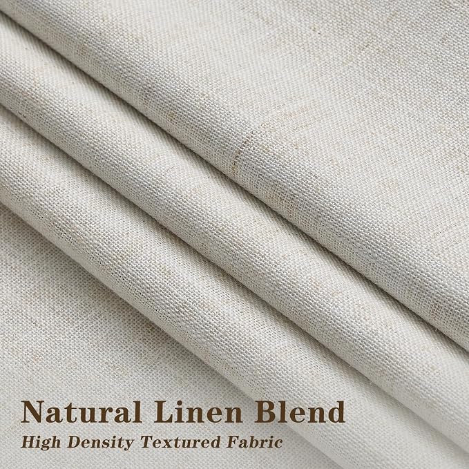 IVAPUPU Natural Linen Blend Pinch Pleated Blackout Curtains for Bedroom - Black Out Curtains 72 Inch 2 Panels for Living Room Darkening Thermal Insulated Thick Window Curtain Drapes with 16pc Hooks