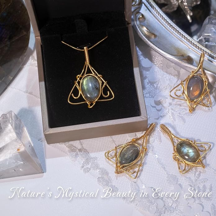 Natural Faceted Labradorite Pendant Necklace – Unique Stone of Magic & Transformation, Iridescent Flash Gemstone Jewelry, Handmade Healing Crystal Gift for Women, Birthday, Anniversary, Spiritual Awakening & Intuition