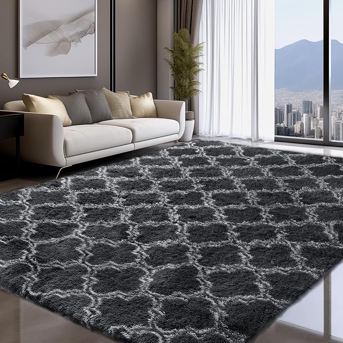 Sour Lemon 8x10 Area Rugs for Bedroom Living Room, Large Fluffy Shag Rug | Shaggy Carpet,Soft Plush Furry Bedside Rugs,Anti Slip,Washable Area Modern Rugs Floor Mat for Kids Girls Boys Living Room