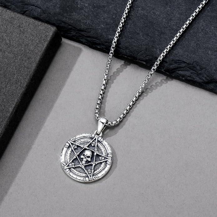Skull/Skeleton Memento Mori Necklace 925 Sterling Silver Skull/Skeleton Pendant Hourglass Necklace Skull/Skeleton Jewelry for Men Women