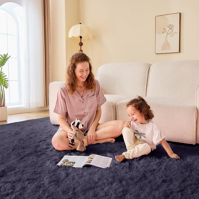 OPPODREAM 9x12 Greyish Purple Rugs for Bedroom, Ultra-Soft Fluffy Area Rugs for Living Room, 9 x 12 Shag Carpet for Nursery, Kids, Girl, Boy, Baby, Plush, Fuzzy, Shaggy, Cute Home Decor