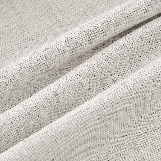MIULEE 100% Blackout Linen Curtains 42 x 84 Inch Cream White 2 Panels | Thermal Insulated, Room Darkening Drapes for Bedroom Living Room, Back Tab Rod Pocket Pinch Pleated, Solid Luxury Decor