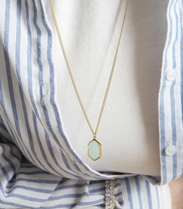 OZEL JEWELRY & GIFT Layered Gold Necklaces for Women - Crystal Colorful Delicate Cutting Pendant Necklace - 18K Gold Plated - Birthday Gifts (Made in Korea)