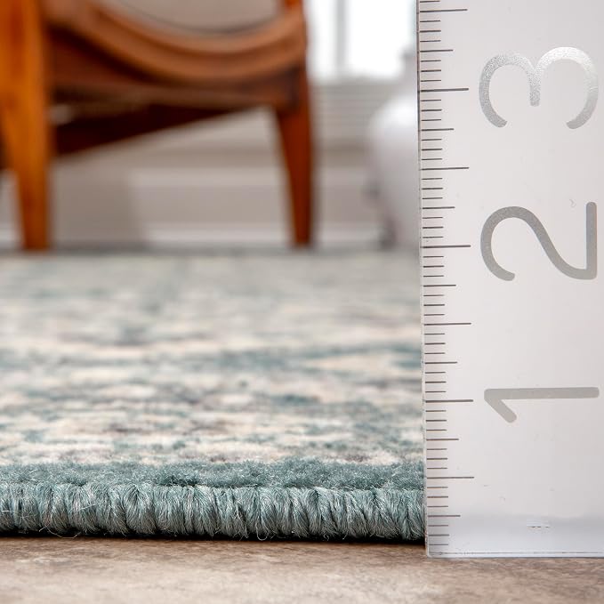nuLOOM 8x10 Becca Traditional Tiled Area Rug, Blue, Faded Transitional Design, Stain Resistant, For Bedroom, Dining Room, Living Room, Hallway, Office, Kitchen, Entryway