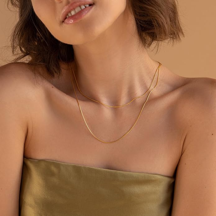 BAYLAY Gold Chain Necklace for Women - 18K Gold Plated Necklace Chain Dainty Gold Necklace for Women Gold Chain Gold Necklace Gold Jewelry Gifts Size 16/18/20/22/24/26 Inch