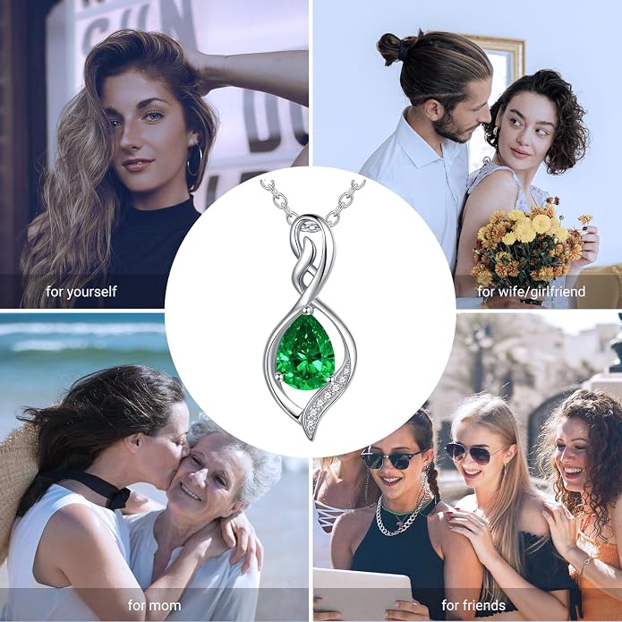 Infinity Birthstone Necklace for Women 925 Sterling Silver Dainty Infinity Pendant Jewelry Birthday Mothers Day Gifts for Mom Women Wife