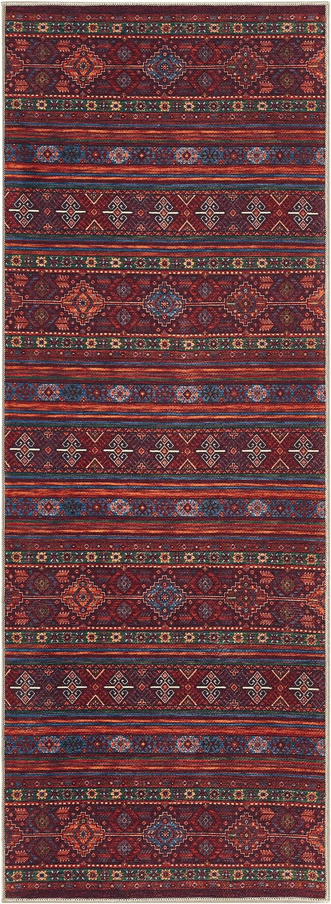 Keen Home Design 30"x84" Rug - Machine Washable Runner Rug with Non-Slip Backing, Ideal for Hallway, Entryway, Kitchen, Laundry Room - Vintage, Easy Clean, Durable, Low Pile Rug - (2'6" x 7')