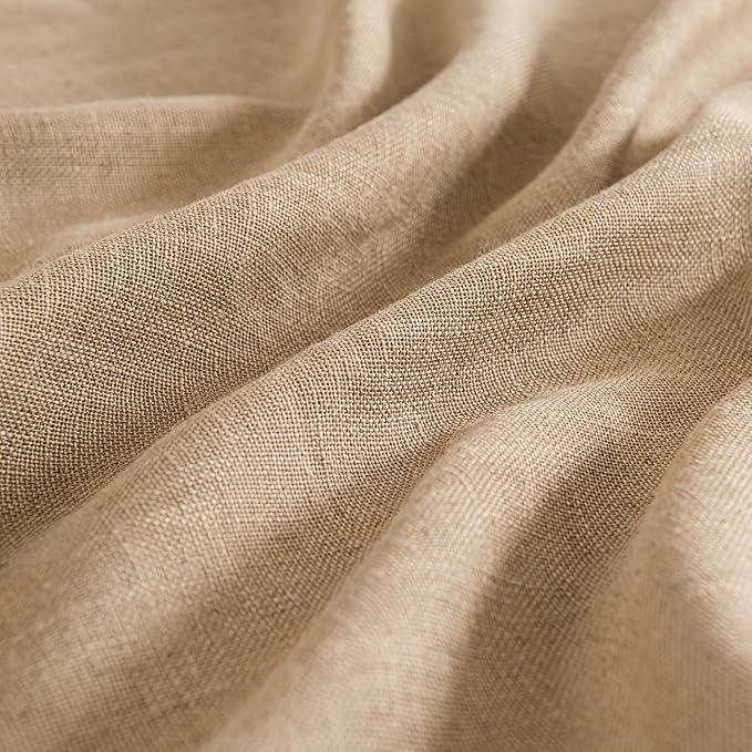 MIULEE Brown Linen Curtains 108 Inches Long for Bedroom Living Room, Soft Thick Linen Textured Window Drapes Semi Sheer Light Filtering Back Tab Rod Pocket Burlap Look Country Decor, 2 Panels