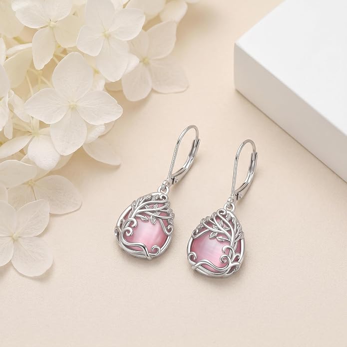 Teardrop Tree of Life/Filigree Earrings for Women Dangle Leverback Earrings Jewelry Gift Anniversary For Her